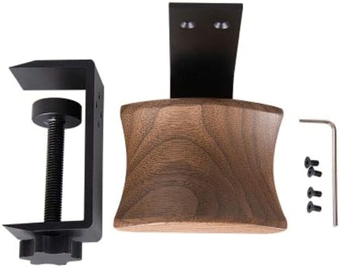 YANGMEI Walnut Wood Clamp Type Headphone Holder Stand Hanger Bracket Headphone Headset Hanger Holder Clamp Rack Hook Under Desk Table Headphone Hanger Holder for Audio,Studio & Gaming Headphones