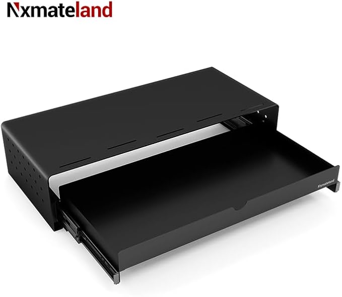 Heavy Duty Metal Monitor Stand, Strong Support Desk Organizer with Storage Shelf, Ergonomic Riser for Computer, Laptop & Printer, Space-Saving Desktop Organizer for Office Home