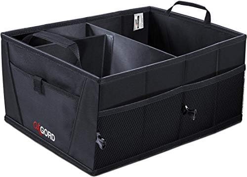 Car Trunk Organizer - Adjustable Car Storage Box Caddy for Tools, Groceries, Cargo, Toys - Trunk Storage for SUV, Van, Truck, Pickup - Black
