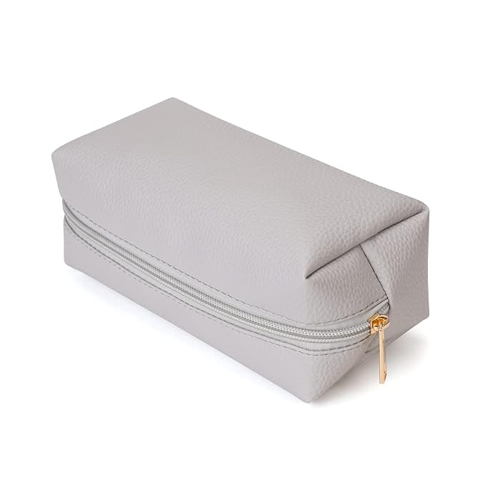 FITINI Makeup Bag Travel Large Toiletry Bag 3 Pack Portable Cosmetic Organizer Pouch with Small Brush Storage Case Gold Zipper Waterproof for Women and Girls,Gray
