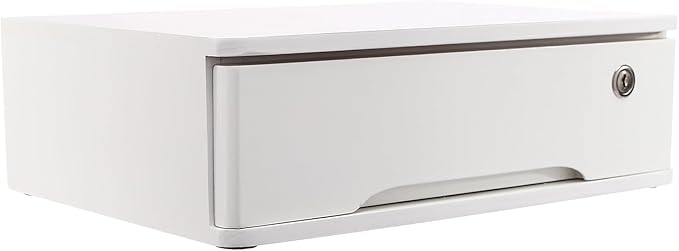 Xuthusman Desk Organizer with Drawer, Wooden Desktop Storage Box with Lockable Office Supplies Drawer Organizer Tabletop Storage Multifunctional Desktop Storage Box for Office Study Dresser（white）
