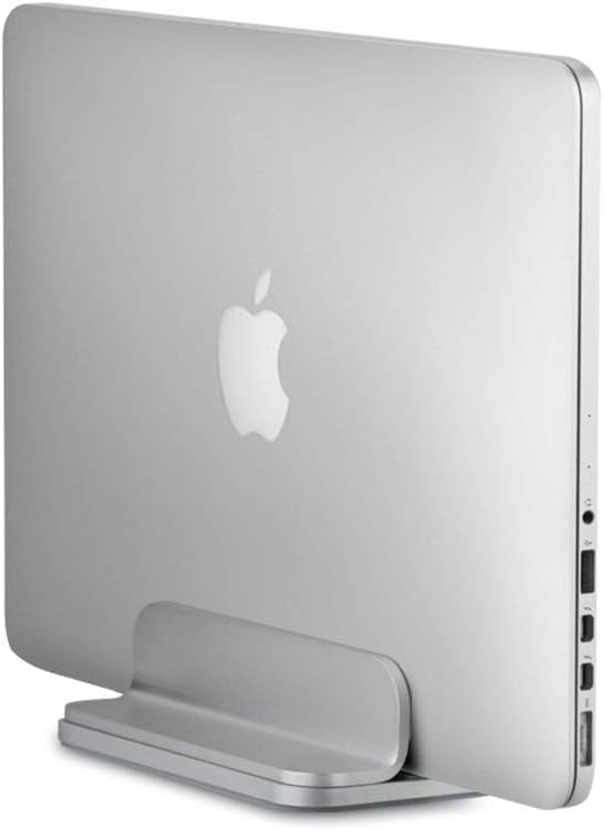 Aluminum Laptop Stand (Silver) - Vertical Design, Adjustable Base, Compatible with Laptops, Tablets, Books, Mac mini