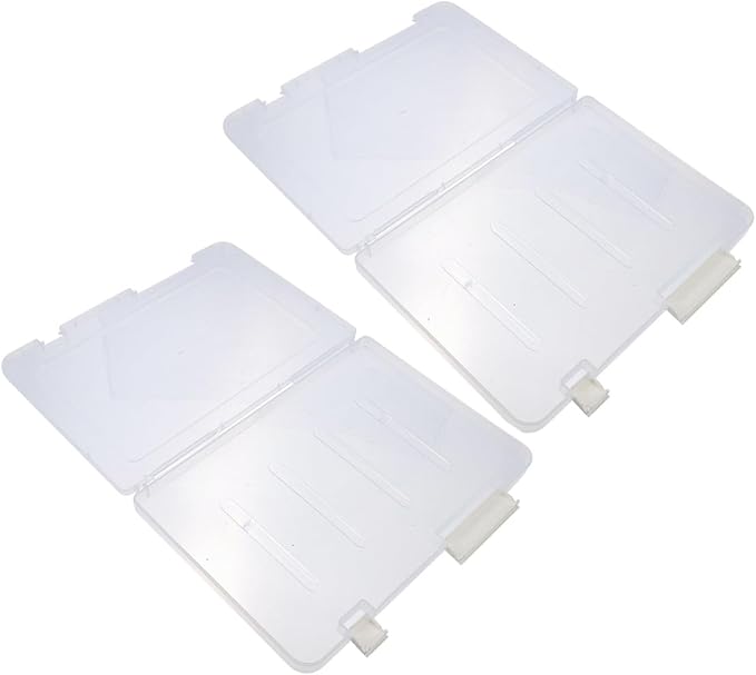Zerodeko 2pcs Small File Storage Boxes with Lids, Plastic Paper Organizer Bins for Office Document and Receipt Storage, Dustproof A5 Thin White Clip File Holders for Desktop Use