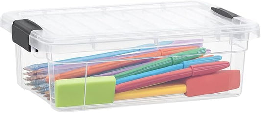 Superio Clear Storage Boxes with Lids, 1.27 Quart Plastic Container Bins for Organizing, Stackable Crates, BPA Free, Non Toxic, Odor Free, Organizers for Home, Office and Dorm