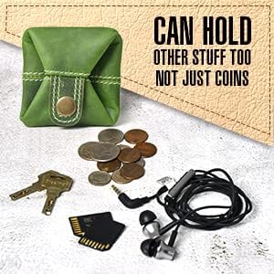 Jajmo Legacy Leather Coin Pouch Change Holder Mini Pocket Wallet for Men Women (Green, Pack of 1)