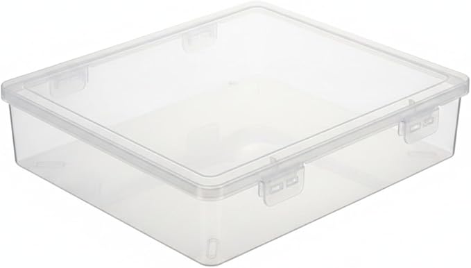 1 Pack Desktop Storage Box with Lid, Slim PP Plastic Organizer for A4 Papers and Office Supplies, Stackable Drawer Tray