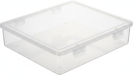 1 Pack Desktop Storage Box with Lid, Slim PP Plastic Organizer for A4 Papers and Office Supplies, Stackable Drawer Tray