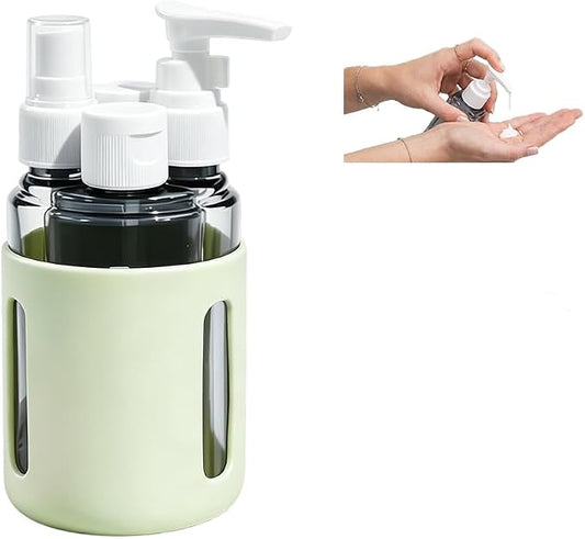 4 in 1 Travel Dispenser Bottles – 2026 New Leak Proof Portable Dispenser Bottle Set for Shampoo, Conditioner, Lotion & Cream, 4pcs 60ml Travel Dispensers for Vacation & Business (Green)