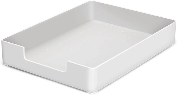 Letter-Size Tray, Desk Drawer Organizer, A4 Plastic Paper Tray, Plastic Paper Holder File Organizer for Office, School, Home Storage (Off-White)