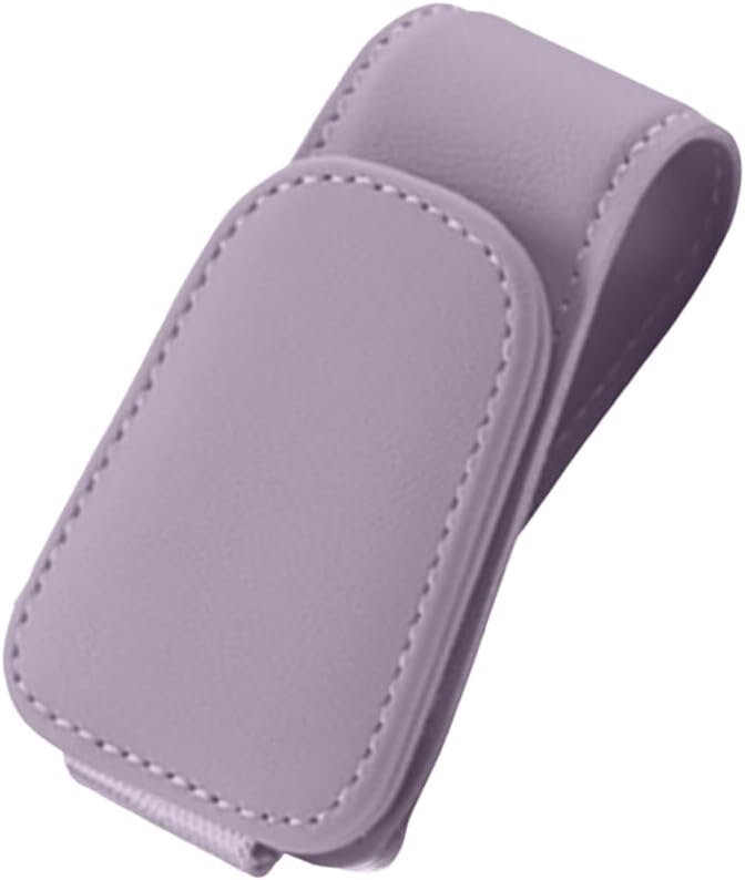 Magnetic Leather Sunglass Holder, Eyeglass Hanger Clip for Car Sun Visor, Suitable for Different Size Eyeglasses (Purple, 1 Pack)