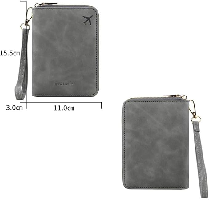 Travel Passport Holder, RFID Blocking Travel Wallet, Travel Document Organizer, Secure Document Holder for Travel Essentials (Grey)