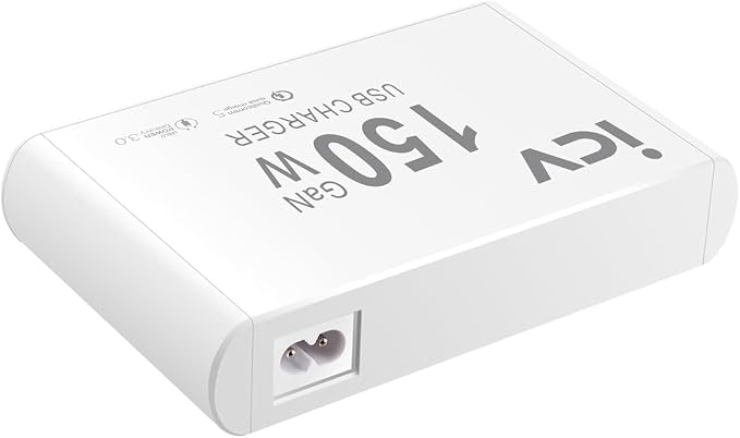 icv 150W PD Fast USB C Charging Station for Multiple Devices, 6-Port GaN 100W Type C Laptop Fast Charger Multiport USB Charging Station for MacBook, iPhone, Samsung, Galaxy, iPad, Android, White