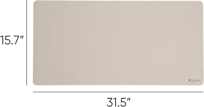 Smead Desk Pad, Vegan Leather Desk Mat with Non-Slip Faux Suede Backing, Perfect Desk Organizer for Office Decor, 31.5” x 15.7” Medium, Sandstone (64831)