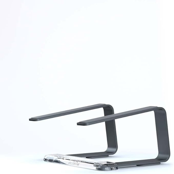 Griffin Elevator Laptop Stand - Ergonomic Computer Riser & Laptop Mount Made of Sturdy Brushed Aluminum - Supports Posture & Elevates Workspace with a Minimal Design, Space Grey Clear (2.5 Oz)