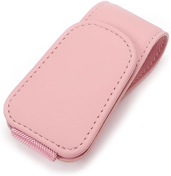 Sunglass Holder for Car, Magnetic Leather Eyeglass Hanger Clip for Car Sun Visor, Sunglasses Holder and Ticket Card Clip for Car Visor Accessories (1Pack Pink)