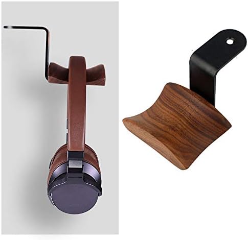 YANGMEI Under-Desk Mount Headphone Hanger Holder Headset Stand Walnut Wood Headphone Rack Hook Desk Tabletop Tape Under-Desk Mount Headphone Hanger Holder for Audio,Studio & Gaming Headphones
