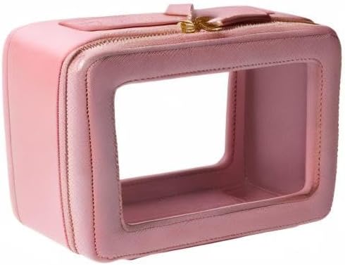 SANHECUN Toiletry bag waterproof cosmetic organizer with handle large opening for travelling (Pink)