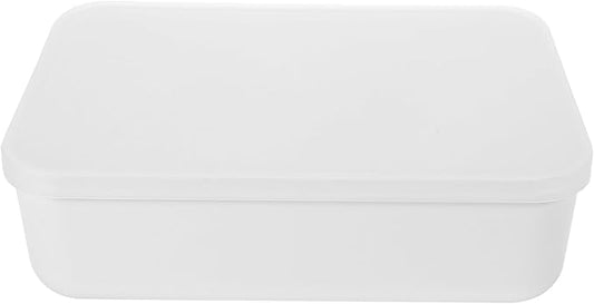 BESPORTBLE White Desktop Storage Box with Lid Medium Space-saving Desk Organizer for Pens and Items Dustproof Home Storage Cube for Office and Bedroom Easy-clean Practical Container