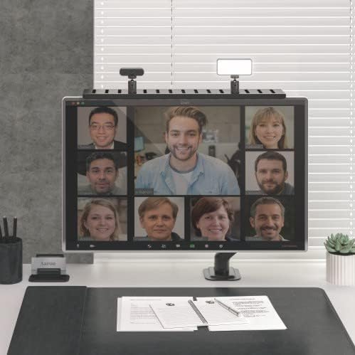 Mount Plus MDS12-3 Wide All-In-One VESA Compatible Monitor Shelf for Device Organizer,Perfect for Online Meetings and Live Streaming Such As Cameras, Webcams,Height Adjustable (27.2" Wide)