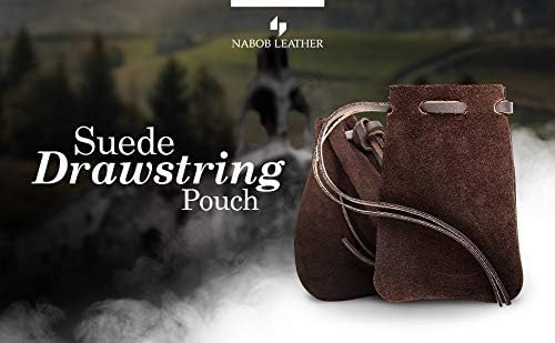 Nabob Leather Leather Drawstring Pouch, Coin Bag, Medicine Tobacco Pouch Medieval Reenactment Made in U.S.A Size 3.75" x 2.75"