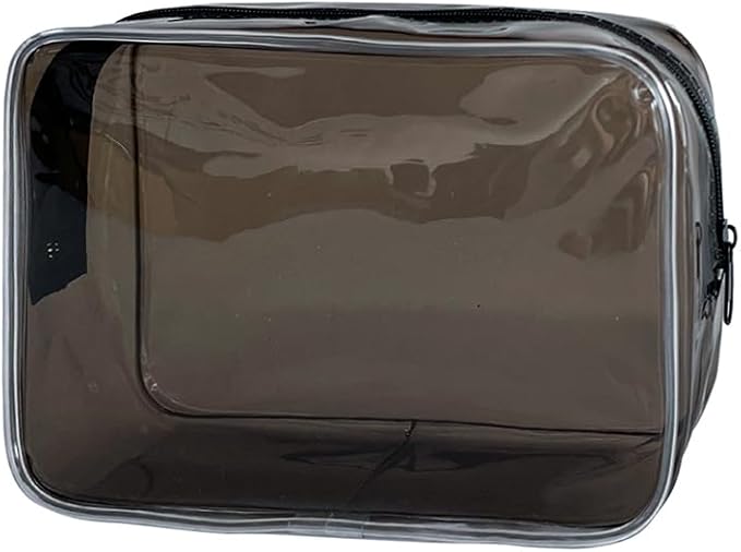 Neon TSA Approved Clear Toiletry Pouch, 7"x2.3"x4.7" Size, PVC Travel Makeup Bags for Toiletries, Transparent Cosmetic Bag for Women and Men Small (black)