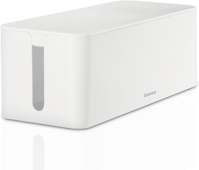 Hama Cable Box Maxi (Cable Box for Power Strip, Easy Cable Management, for Office, Desk, Home, Storage of Chargers, Hard Drives etc., with Rubber Feet) White