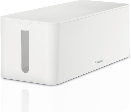 Hama Cable Box Maxi (Cable Box for Power Strip, Easy Cable Management, for Office, Desk, Home, Storage of Chargers, Hard Drives etc., with Rubber Feet) White