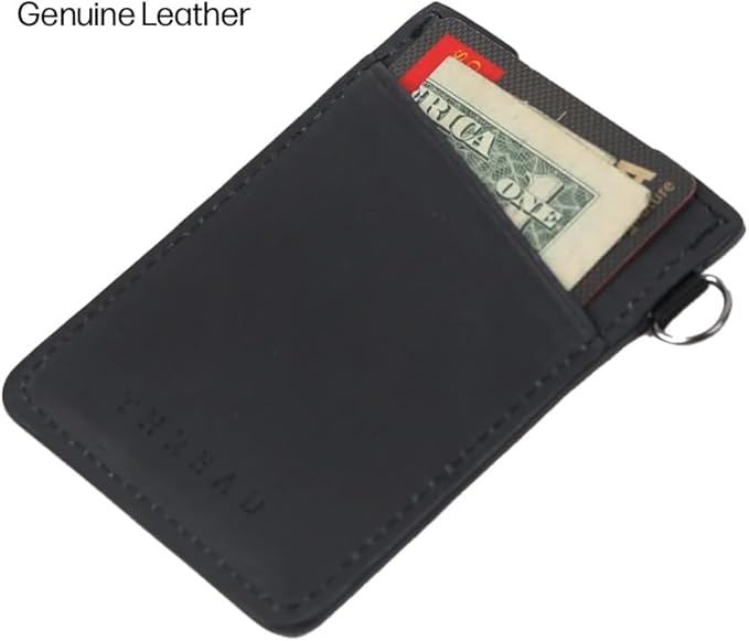 Thread Wallets Ultra Slim Minimalist Leather Card Holder Wallet (Black)