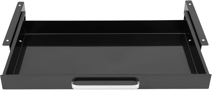Under Desk Pull-out Drawer with Adjustable Divider for Storing Pencil and Office Accessories Under Desk Mounted Tray Organizer for Sit Stand Workstation, 21.5x10.2x2.1in