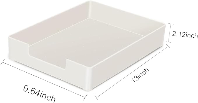 Stackable Letter Tray, 2 Pack Off-White, Desk Organizer | Plastic stackable letter tray, fits A4/letter. Anti-skid stacking support. Desktop file organizer for office, school, home.