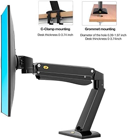 NB North Bayou Heavy Duty Monitor Arm Desk Mounts, Full Motion Mount Fits for 24"-42" Big Screen with Heavy Weight Capacity 4.4lbs-33lbs, Height Adjustable with Clamp, Grommet Mounting Base, NB45-B