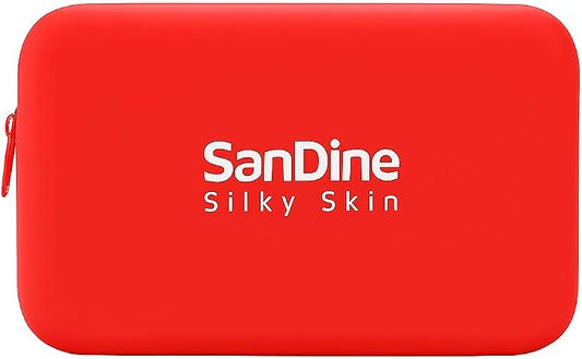 Silicone Cosmetic Bag – Waterproof Travel Makeup Pouch - Food-Grade Silicone Toiletry Organizer for Women & Men – Compact Stylish Multi-Functional Storage for Beauty Essentials - by Sandine (Red)