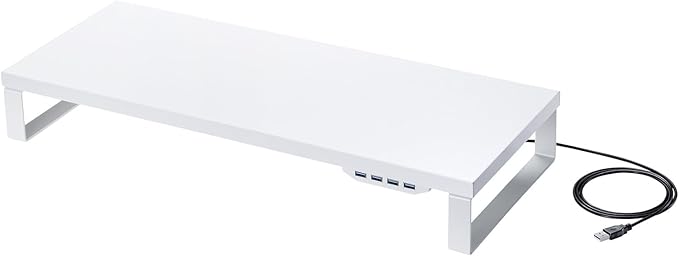Sanwa Supply MR-LC215W Monitor Stand with USB Hub (White)