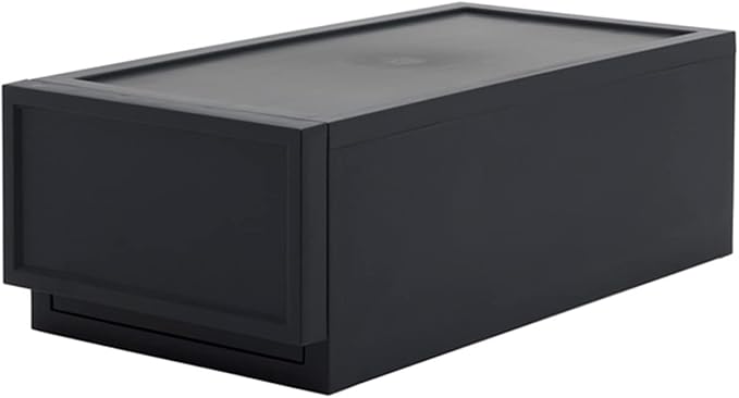 ASTAGE drawer block plastic bins stacking storage modular storage drawer home closet living office organizer with divider (Black, Small A)