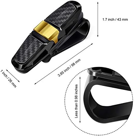 Boao 4 Pcs Sunglasses Holders for Car Sun Visor, Glasses Ticket Card Clip Mount Hanger, Double-Ends Clip 180 Degree Rotational Car Visor Accessories(Gold)