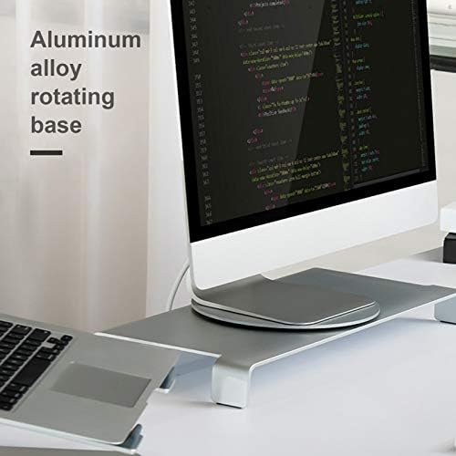 Silver Aluminum Alloy Computer Screen Monitor Turntable StandRotating Swivel Base, 360° Rotation Monitor Swivel Base for Disply Rotating Mount Office Supplies