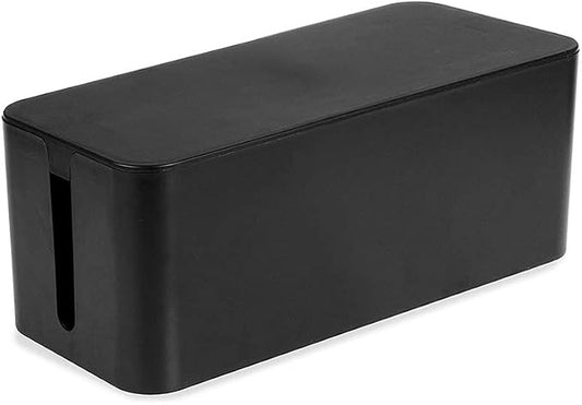 Powerking Cable Management Box, Cable Organizer for Hide and Conceal Power Strips and Electrical Cords,Cord Organizer Made from Safe ABS Material (Small, Black)