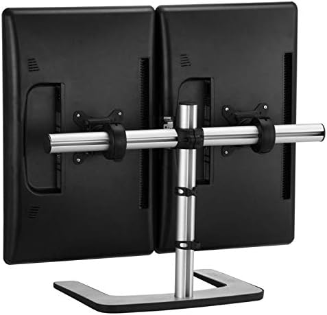 Atdec VFS-DH Dual Freestanding Horizontal Desk Monitor Mount (Supports two displays horizontally up to 27?? with horizontal or vertical orientation, swivelling heads and QuickShift mechanism, Silver,Polished Silver