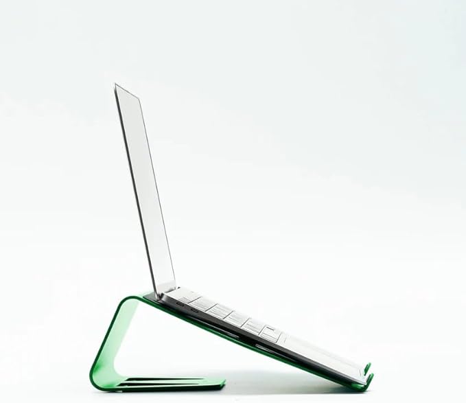 NUMIN Facet Laptop Stand Green | Laptop Tabletop Stand | Sturdy Rust Free Metal and Wood Design | Anti Slip leatherite Surface | Compatible for MacBook, HP, Dell, Lenovo