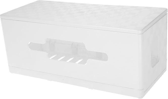 Cable Management Organizer Box with Lid Carbon Fiber Texture Cord Box Hider Desk Cord Organizer for Home Power Strip Cable Storage and Wire Concealer