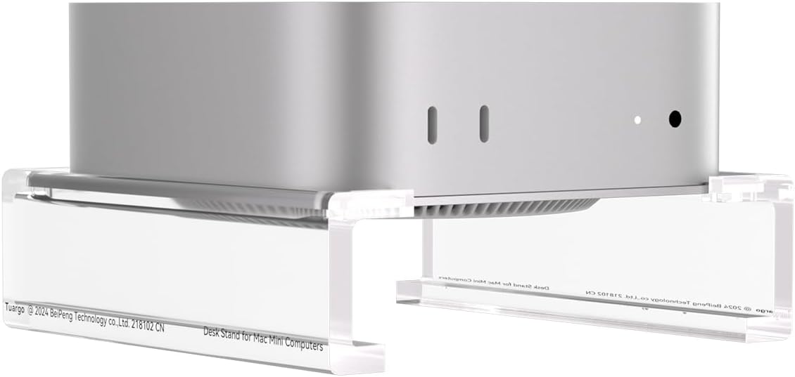 2024 Mac mini Computer Stand,Desk Mount for Mac mini M4/M4 Pro, Provides Better Air Flow Heat Dissipation and Support.Anti-Slip and Drop-Off Design.