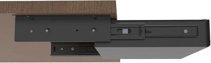 13 Inch Wide Under Desk Sliding Drawer Storage | Pull Out Storage Organizer with Handle for Standing Workstation and Office Home Desk, Black