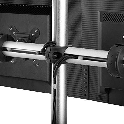 Atdec VFS-DH Dual Freestanding Horizontal Desk Monitor Mount (Supports two displays horizontally up to 27?? with horizontal or vertical orientation, swivelling heads and QuickShift mechanism, Silver,Polished Silver