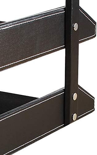 Leather File Trays for Desk Stackable,3-Tier Document Letter Tray,Office Desktop Organizers and Accessories for Folders Stationery Bills Magazine Newspaper (Black)