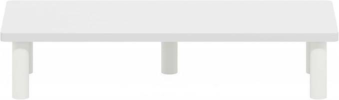 Furinno TURN-N-TUBE Monitor Stand Riser, 23.6" Wide Rectangle Monitor Riser, Laptop Stand for Desk, Office Desk Accessories, Desktop Organizers and Accessories, Toolless Assembly, For Study Room, Dorm, White