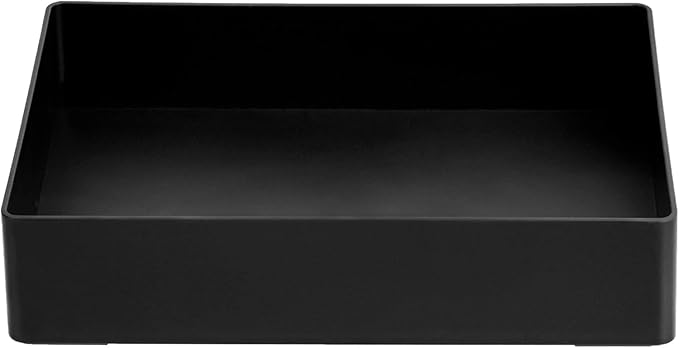 Amazon Basics Rectangular Plastic Desk Organizer with Storage Trays, Accessory Tray for Office Supplies and Pen Holder, 9.4 x 6.7 x 2 inch, Black
