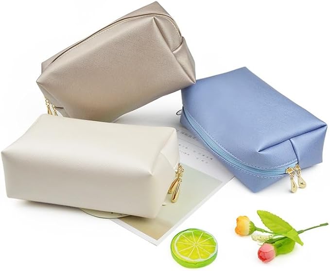 Small Makeup Bag Portable Cosmetic Bag for Women Makeup Pouch Waterproof Toiletry Bag for Travel (Big-White, Big Size)