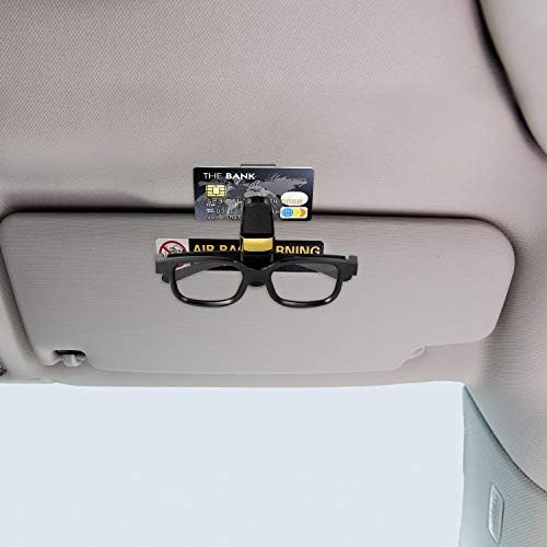 Boao 4 Pcs Sunglasses Holders for Car Sun Visor, Glasses Ticket Card Clip Mount Hanger, Double-Ends Clip 180 Degree Rotational Car Visor Accessories(Gold)