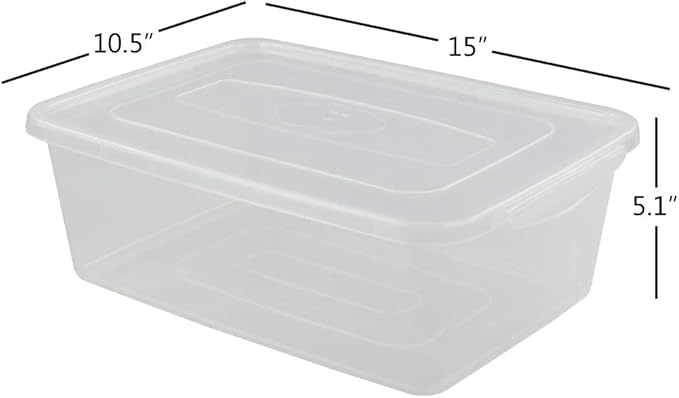 Jekiyo Clear Plastic Storage Bin, 14 Quart Latching Box Container with Lid, 4 Packs