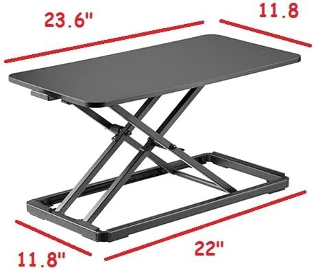 Mount Plus KBT10 Ultra Slim 24" Laptop, Keyboard and Mouse Stand | Sit Stand Adjustable Riser for Standing Desks | Lifts Up to 15.6 inches in Height | 5 Height Levels Riser